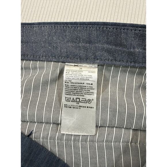 Banana Republic Aiden Shorts Men 34 Blue Chambray Flat Front - Picture 7 of 8